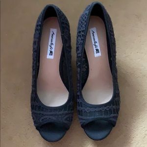 Black and Tan dress wedges